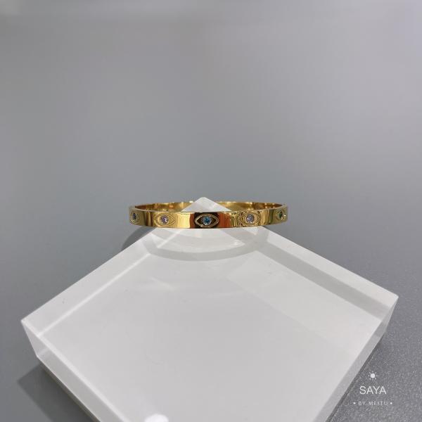 Inlay Color Gem Four Diamond Screw Bangle For Men And Women Stainless Steel Bangle