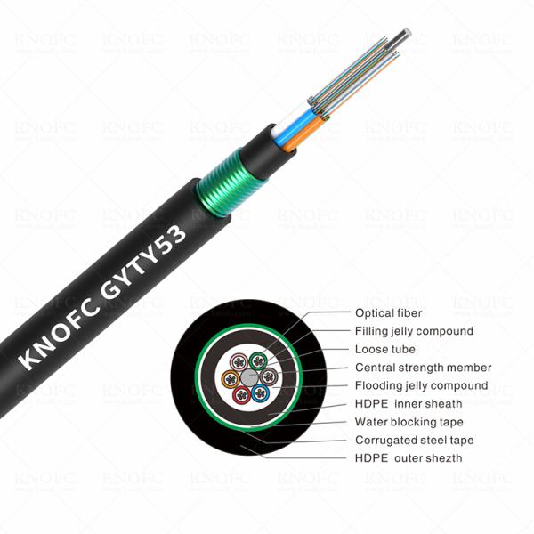 Double Jacket Armored 24 Core GYTY53 Underground Fiber Optic Cable