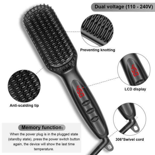 5.7cm Preventing Knotting Negative Ion Straight Hair Comb Ion Beard Brush