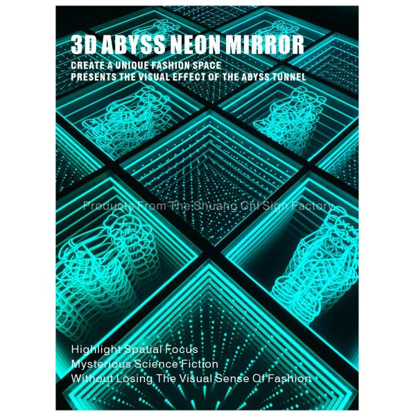 High Brightness LED Light Infinity Illusion Mirror Neon Sign for End Custom Products