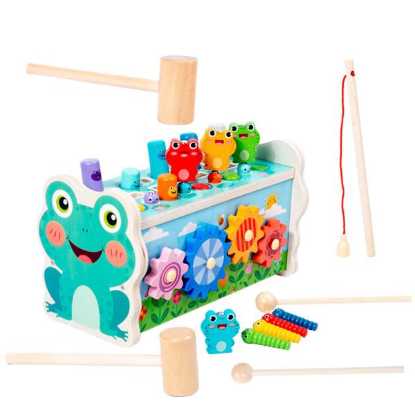 Unisex Hammering Frog Puzzle Toy Children's Early Education Building Blocks Included