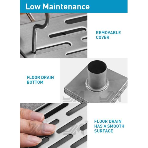 5.25 Inch Modern Square Shower Drain Stainless Steel 304 Material With Removable Grate