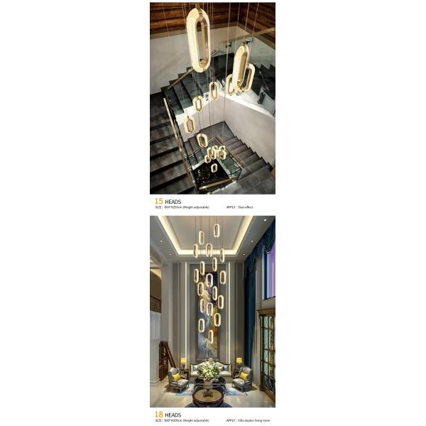 3200-6500K Trois couleurs de changement de lumière lampadaire LED moderne luxe de lumière ovale acrylique pendentif pour la maison et le restaurant