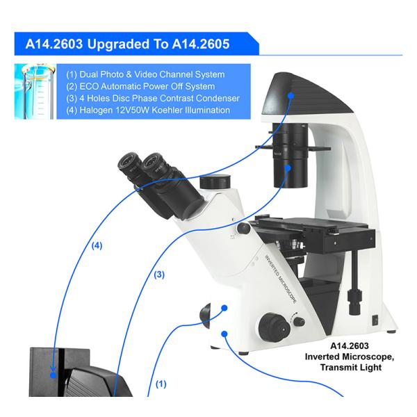 OPTO-EDU Trinocular перевернуло освещение биологического микроскопа WF10X PlA14.2605 Kohler