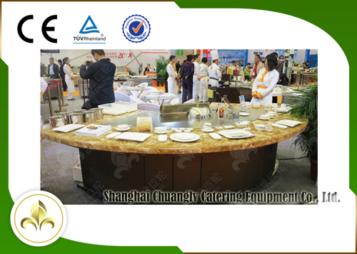 Forme de fan en bas de gril électrique de Teppanyaki d'épuisement de vapeur avec l'acier inoxydable de 11 sièges