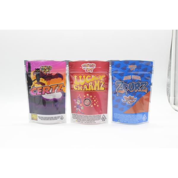 Impreso a medida 3.5g 7g 14g 1 oz Mylar ziplockk bolsa de papel laminado para el embalaje de galletas