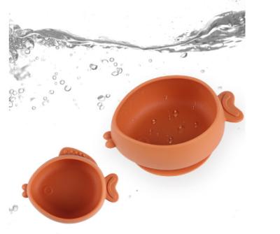 Food Grade Baby Silicone Tableware Creative Fish Shaped Suction Cup Bowl