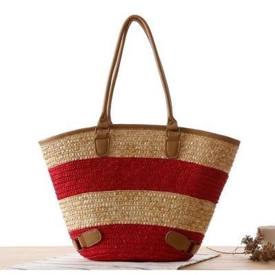 As senhoras da forma encalham o saco da cesta com punhos de couro personalizaram o verão novo Tote Straw Bag ocasional