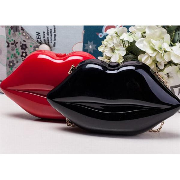 Trendy Stylish Adorable Makeup Acrylic Clutch Bag Lip Shaped As Cosmetic Bag
