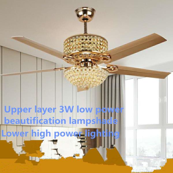 Ventilateur de plafond en cristal moderne avec lumière et télécommande, 3 ventilateurs de plafond lumineux à télécommande