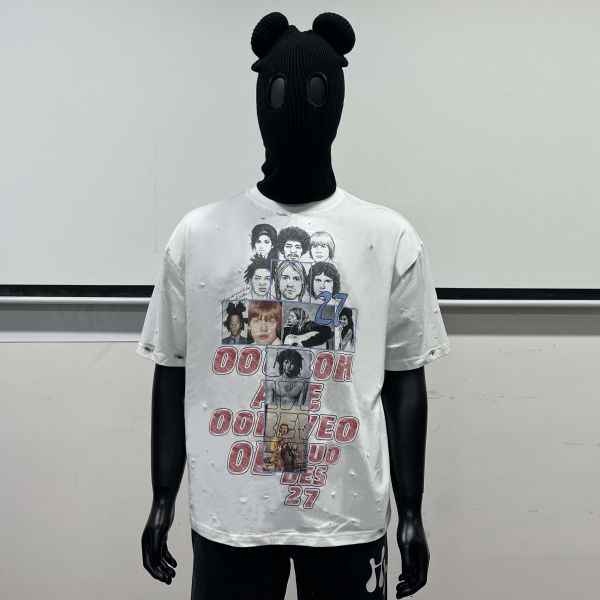 Custom Printed Graphic Cotton Heavyweight Oversize Summer Tshirt for Men Wholesale White Short Sleeved Crew Neck Boxy T-Shirt