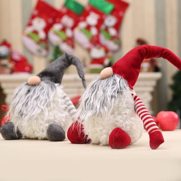 25cm Length Christmas Stuffed Toys Layered Gray Beard High Hat Cover Eyes