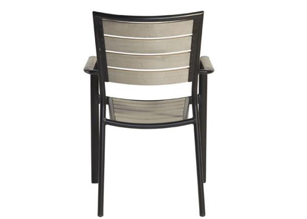 Patio Restaurant Aluminum And Poly Wood Outdoor Black Dining Chairs With Arm