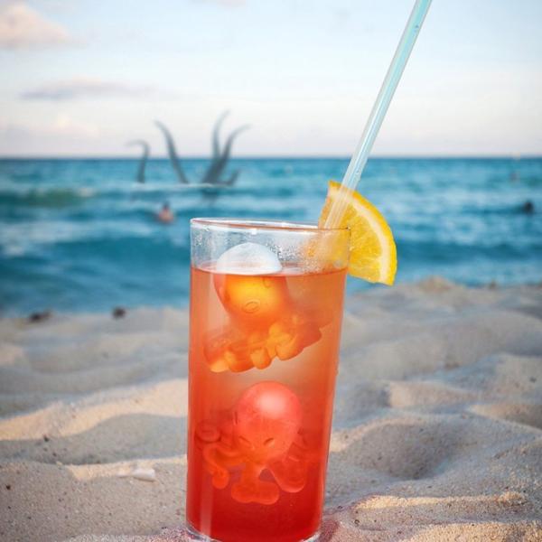 4 Pieces Silicone Ice Trays Octopus Shape Mould DIY Stackable Cocktail Mold Storage