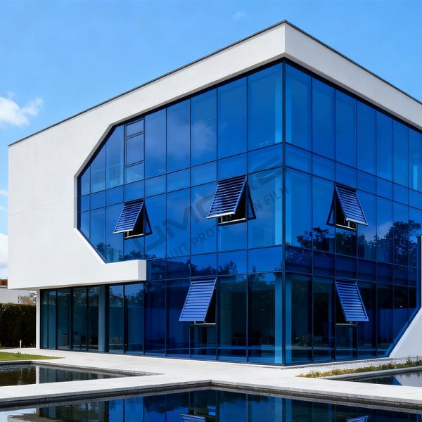 2mil Thickness Blue Silver Architectural Window Film with Heat Insulation and Shatter Resistance for Building Protection
