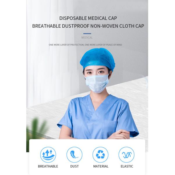 Non Woven Disposable Surgical Caps Biodegradable Disposable Blue Color