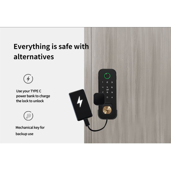 Yagu Tuya APP IP55 Waterproof Door Lock for Home/Office Bull Head Fingerprint Password Lock Outdoor Single & Double Fingerprint