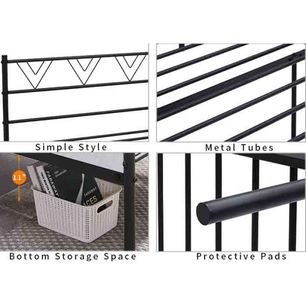 Simple Furniture Home Single Double Q235 Wrought Iron Platform Bed Frame Queen