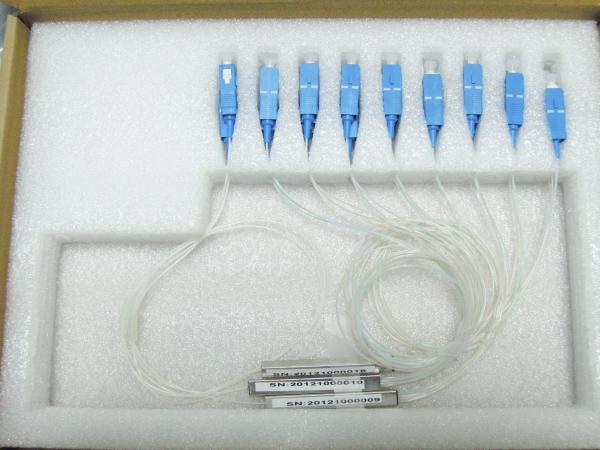 1×8 PLC Fiber Optic Splitter, ABS Package, 0.9mm Cable for FTTX networks / PON Networks