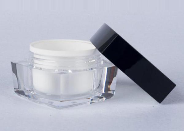 Double Wall 30g 60g Acrylic Face Cream Jars ISO FDA With Black Screw Cap