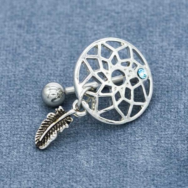 Feather Dangle Belly Button Piercings Jewelry Surgical Grade Stainless Steel 12mm