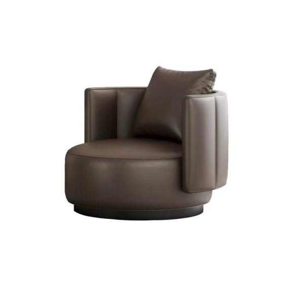 Contemporary Hotel Minimalist Style Genuine Leather Single Sofa for Reception Area