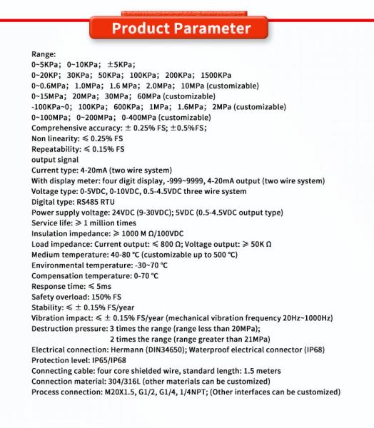 UNIVO UBST-503 Pressure sensor Hirschmann 24V 5VDC Liquid Level Transmitter for Gas Oil and Liquids sensors
