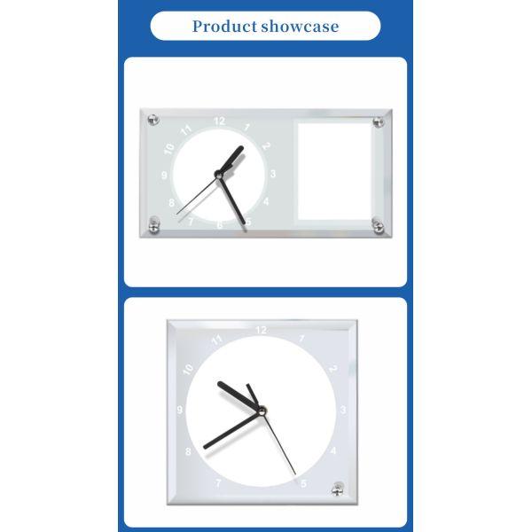 Wholesale Sublimation Blank Custom High Quality Coating Sublimation Glass Photo Frame Diy Besk Design with Clock Gifts