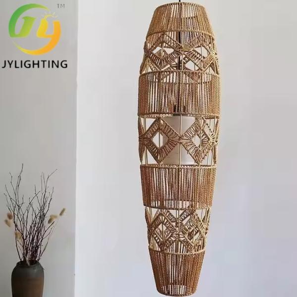 JYLIGHTING Japanese Style Bamboo Woven Chandelier Rural Homestay Art Decoration Pendant Lamp Living Dining Bedroom Light Floor