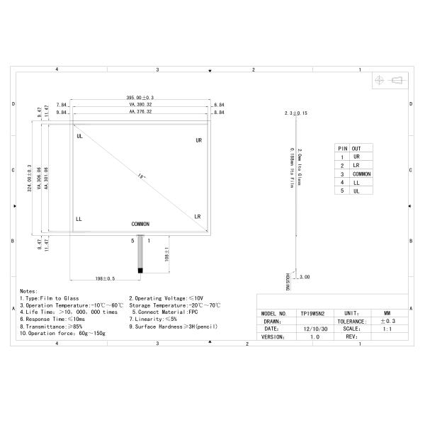 10.4 Inch 5 Wire Resistive Touch Screen Controller / Multi Touch Screen Panel