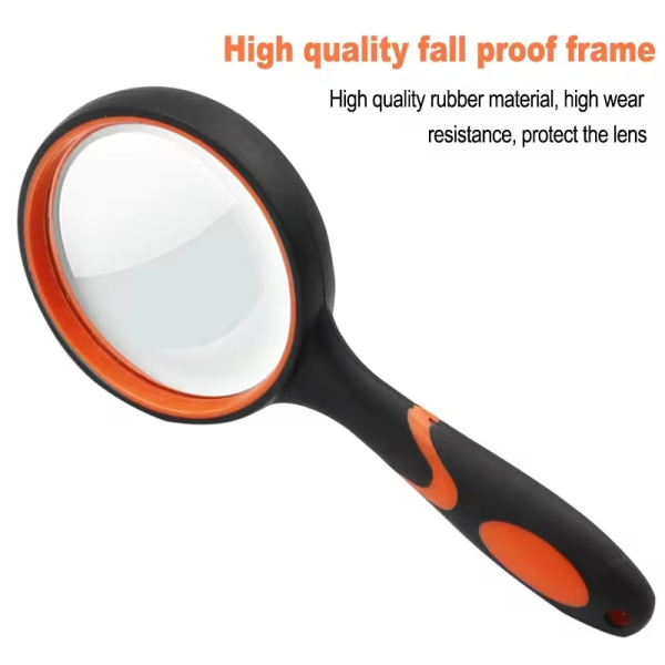 Portable 10X Glass Lens Handheld Magnifier with Rubber Handle for Reading Newspaper Jewelry Other Tasks