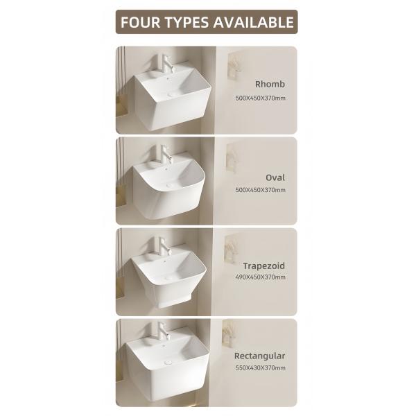 Trapezoid Bathroom Wall Hung Bain Ceramic White Thin Edge Single Hole 20L Capacity