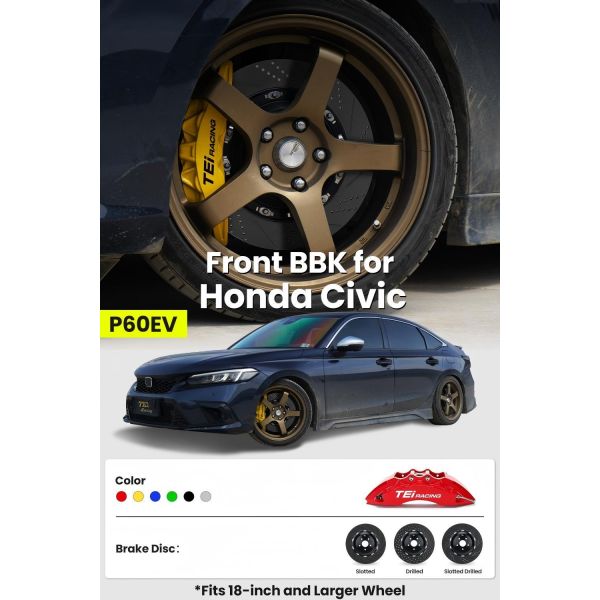 TEI P60EV Auto Brake Accessories Front BBK 6 Piston Brake Calipers Kit for Honda Civic EK EK9 EP3 FD2 FN2 FL5