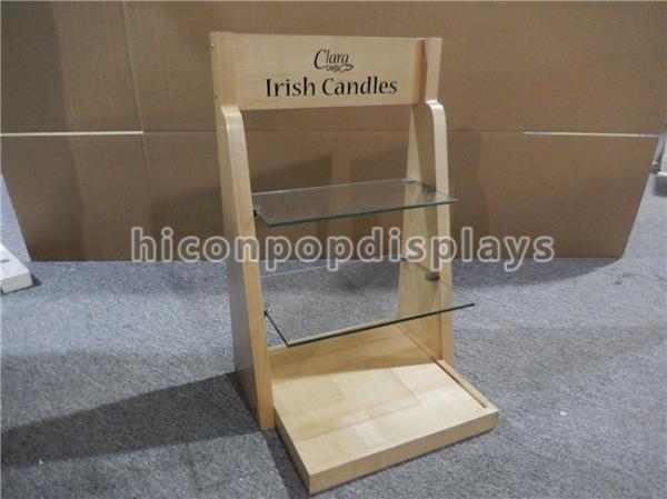 Countertop Retail Store Fixtures Wooden Glass Candle Display Stand For Trade Show