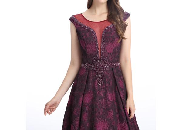 High End Custom Formal Vintage Style Party Dresses Tapestry Fabric With Waisted Design