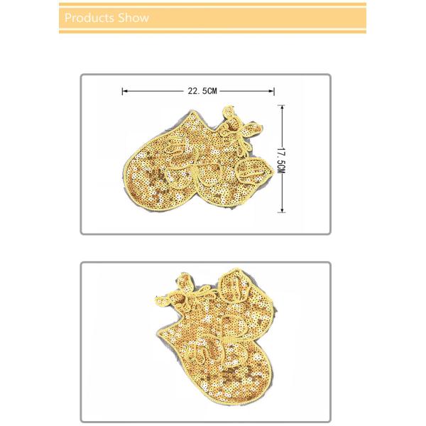 Christmas Sew On Embroidered Patches Golden Well Designed Sequin Popular For Gift