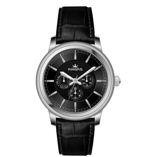 3 Working Eyes Metal Strap Watches Multifunction Stainless Steel Mens