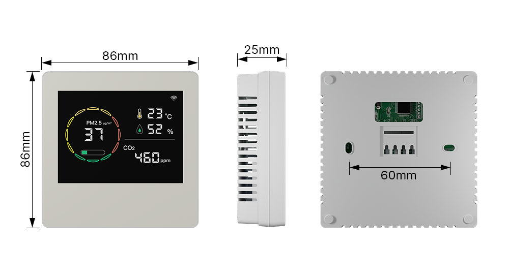 PM2.5 CO2 Temperature Humidity Air Quality Monitor AQI Detector RS485 Modbus Communication