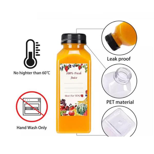 Горячая продажа Пустые Прозрачные 250ml 350ml 500ml Квадратные Холодные напитки Молочные бутылки с черными крышками