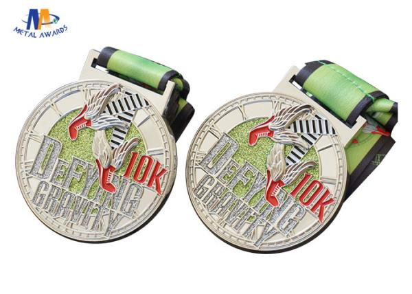 Matt Silver Plating Metal Award Medals With Smooth Or Sandblasted Back