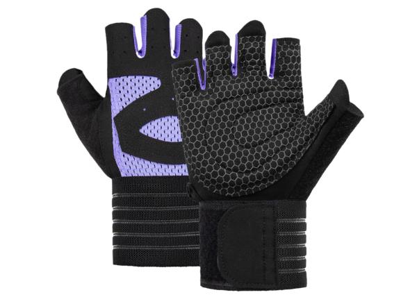 Half Finger Gym Gloves With Straps For Weight Lifting Body Building