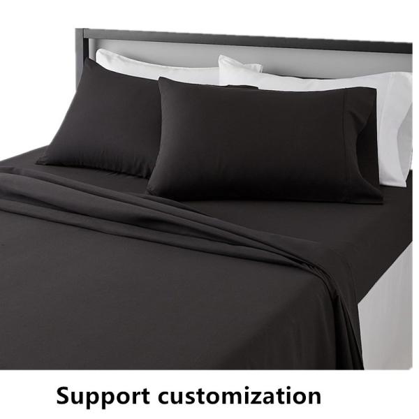 Washable Super Soft Microfiber 4 Piece Bed Sheet Set with Deep Pockets Queen Black Solid