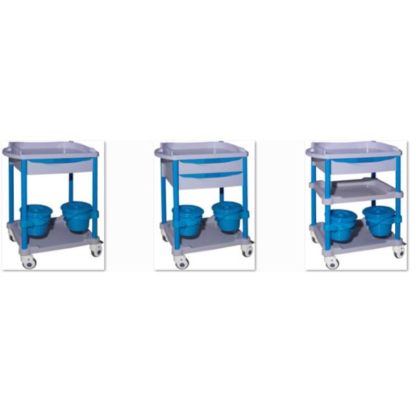 Blue Color Hospital Medical Trolley , Nursing Trolley With Drawer Wheels