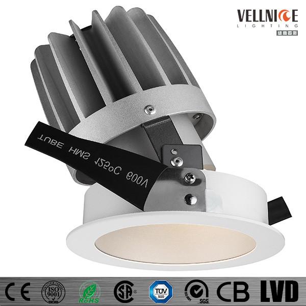 Hign CRI Cut out 110mm Adjustable and Dimmable Aluminum White IP20 Interior LED Downlight/R3B0627