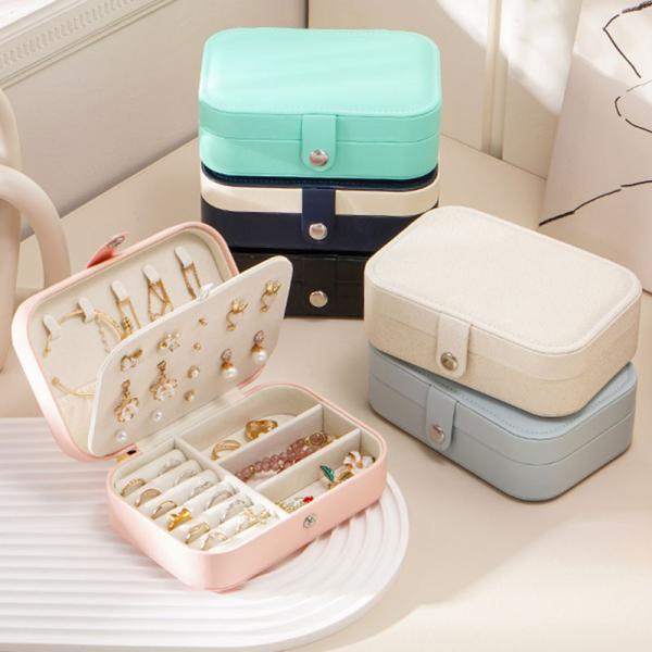 JEWELRY STORAGE BOX SINGLE-LAYER NECKLACE EARRINGS RING PU JEWELRY BOX AMAZON PORTABLE JEWELRY BOX HOUSEHOLD JEWELRY BOX