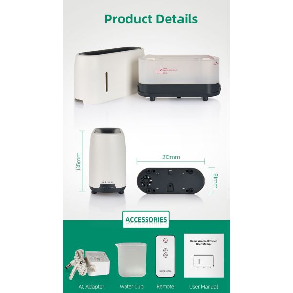 Hot Sale 240ml Ultrasonic Remote Control Household Essential Oil Diffuser with 3D Flame Light Fire Flame Effect Aroma Diffuser