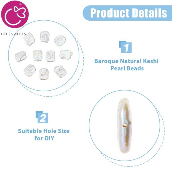 Hot Sale Rectangle Square Shape Pearl Baroque Pearl Irregular Shape Natural Freshwater Pearl