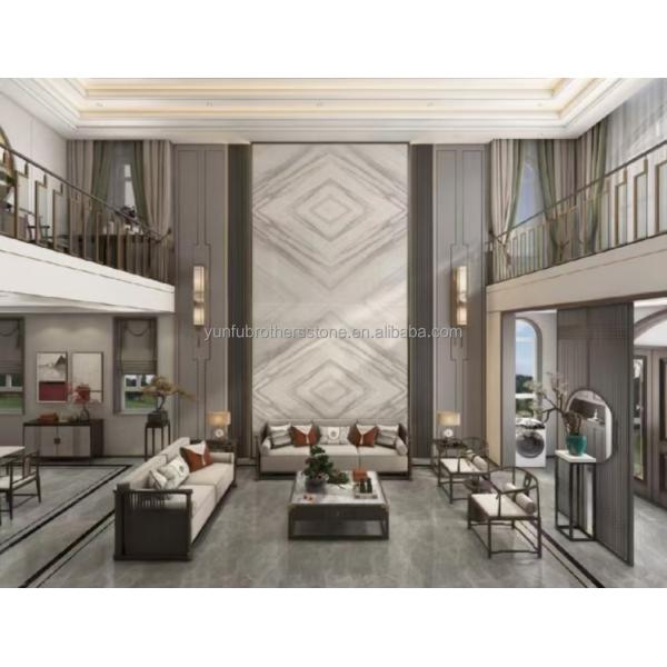 Hotel Design Style Modern White Marble TV Wall Board Panel for Home Renovation Project