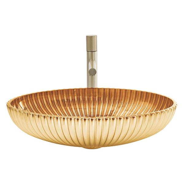 Oval Shape Crystal Glass Vessel Basins In 24K Gold Color Bathroom Sink Basin Bowl