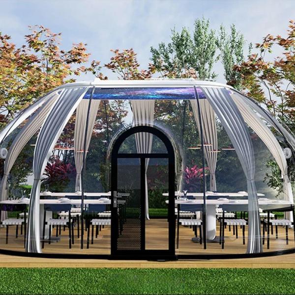 Transparent Camping Hotel Prefabricated Dome for Outdoor Bubble House Yurt With LED Lighting